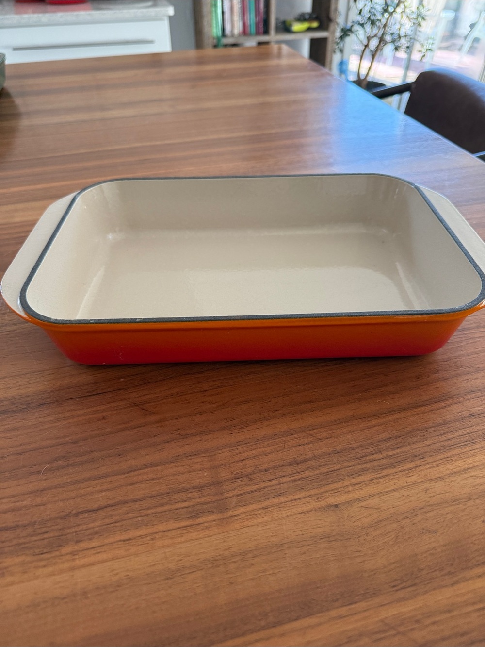 vintage Le Creuset No. 30 enameled cast iron rectangular roasting pan